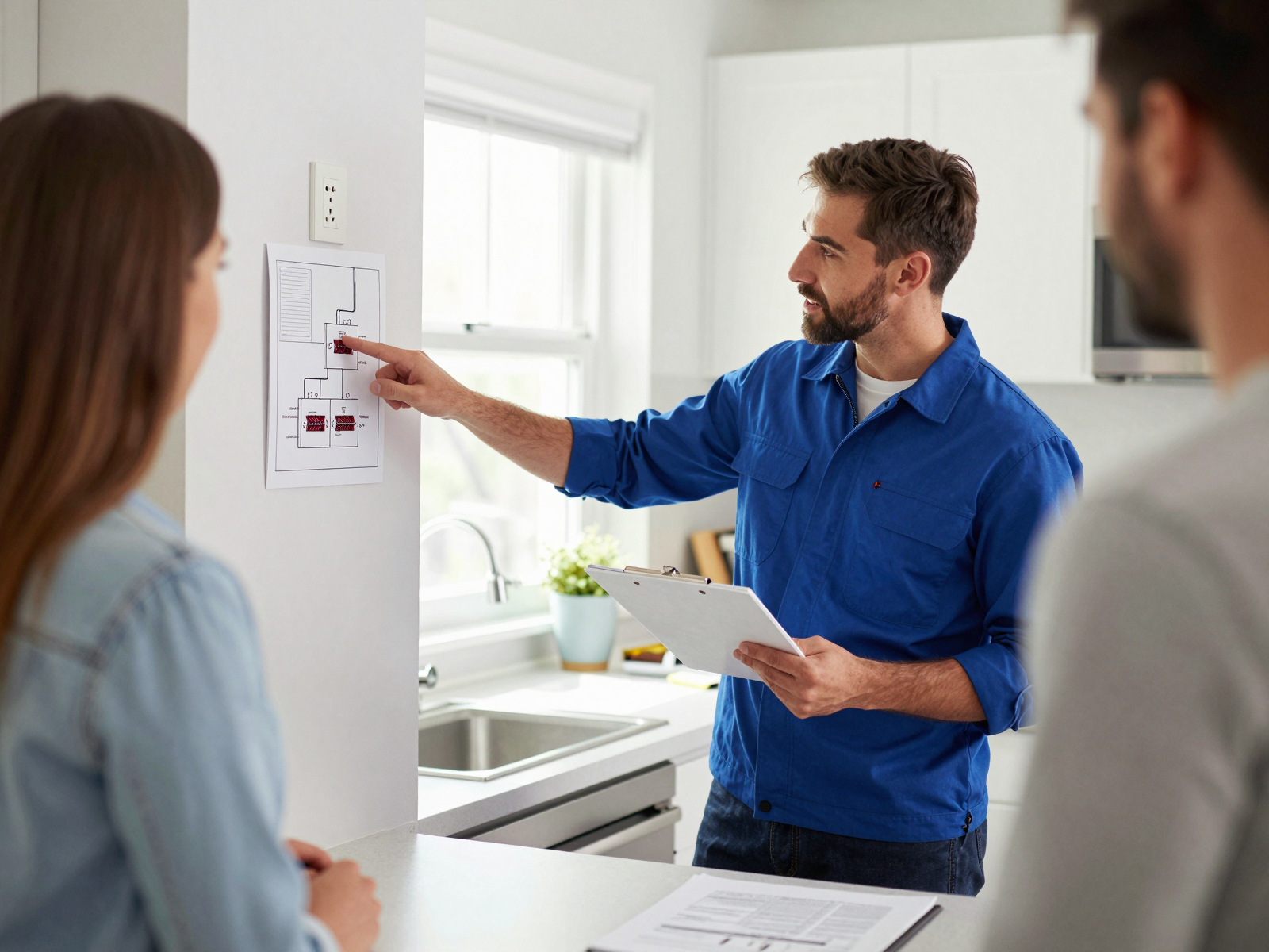 Electrician consulting with homeowner